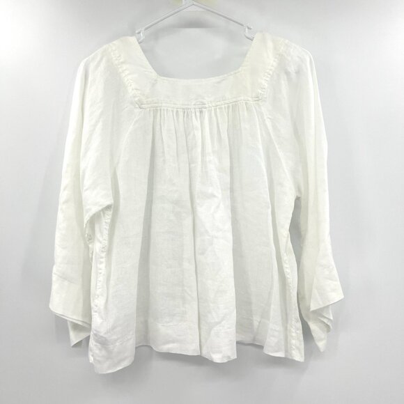 Gap 100% Linen White Square Neck Half Sleeve Blouse Women's Small - Picture 5 of 5